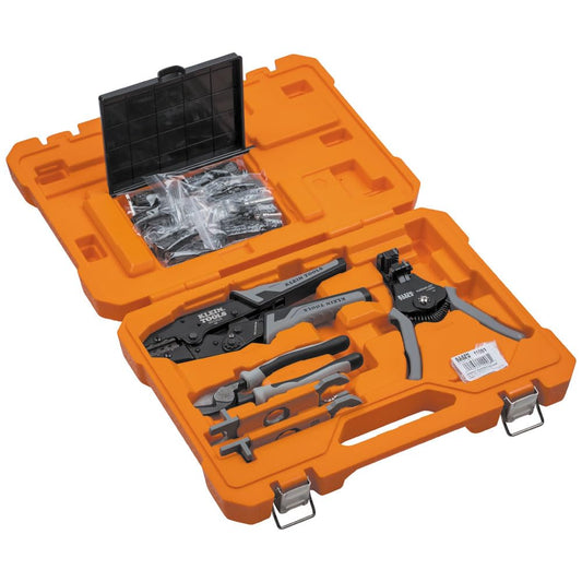 Klein Tools 92919S Juego de herramientas solares con cortador, pelador, engarzador, llaves y conectores fotovoltaicos para montaje e instalación de cables de panel solar
