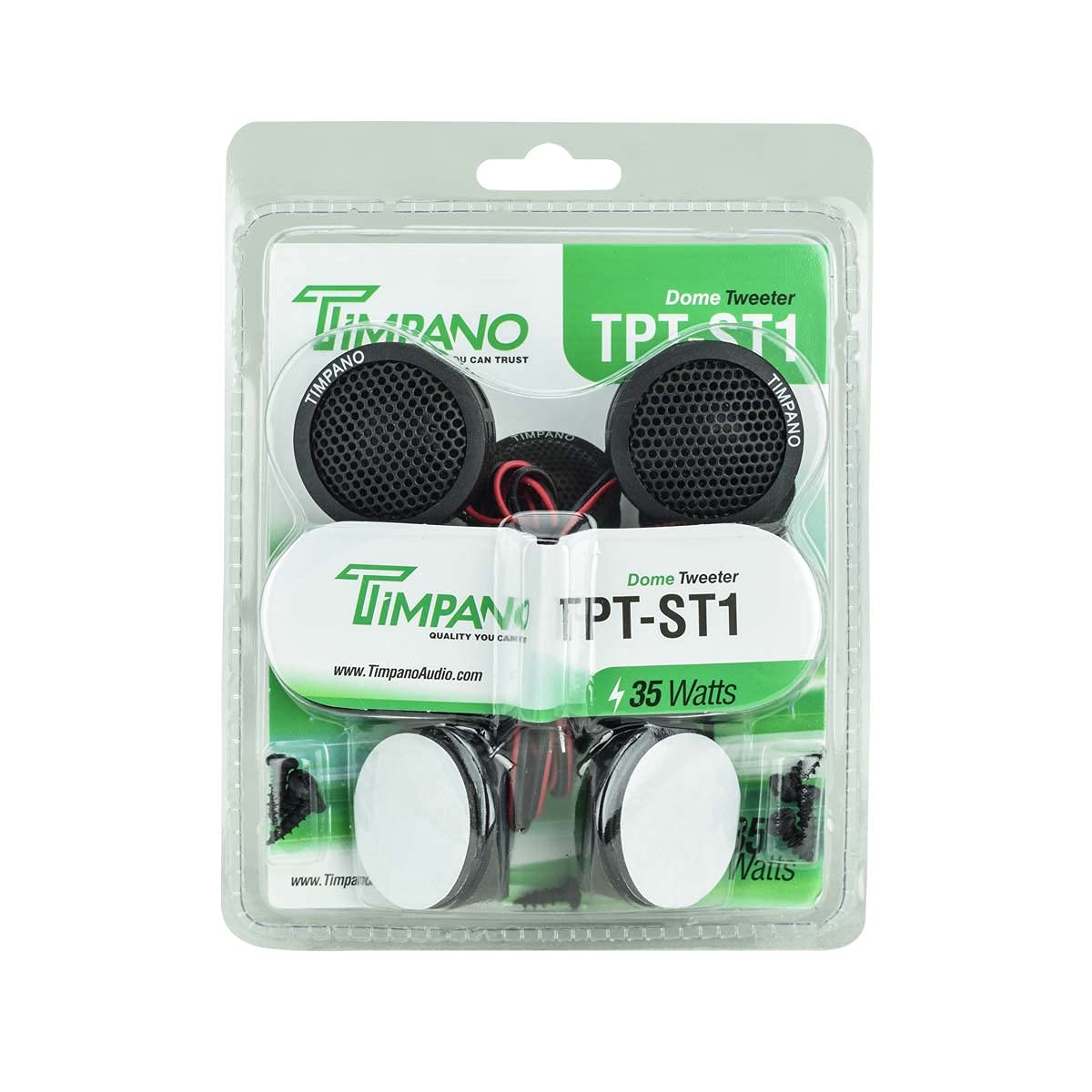 Timpano TPT-ST1 - altavoz de agudos de cúpula TPT-ST1, juego de altavoz de agudos de 1 pulgada para audio de coche, ángulo o montaje en superficie, cúpula suave de 4 ohmios, 180 vatios para audio