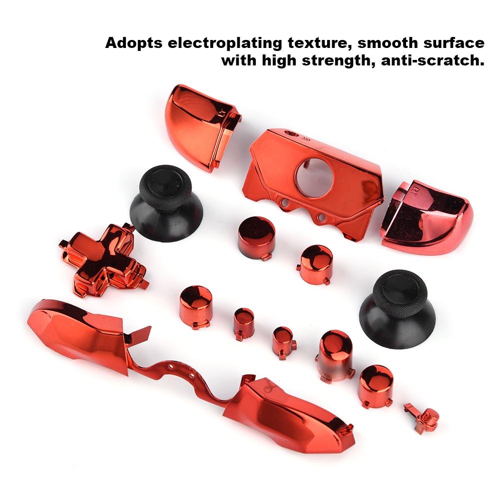 Conjunto Completo De Botones para One, Thumbsticks Botones Abxy Activadores Dpad Full Button Sets Kits Mod para One Controller(Rojo)