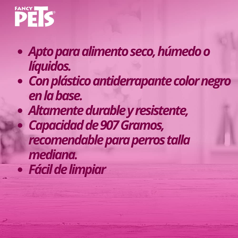 Plato Estriado de Acero Inoxidable Fancy Pets Antiderapante para Perro 32 Onzas
