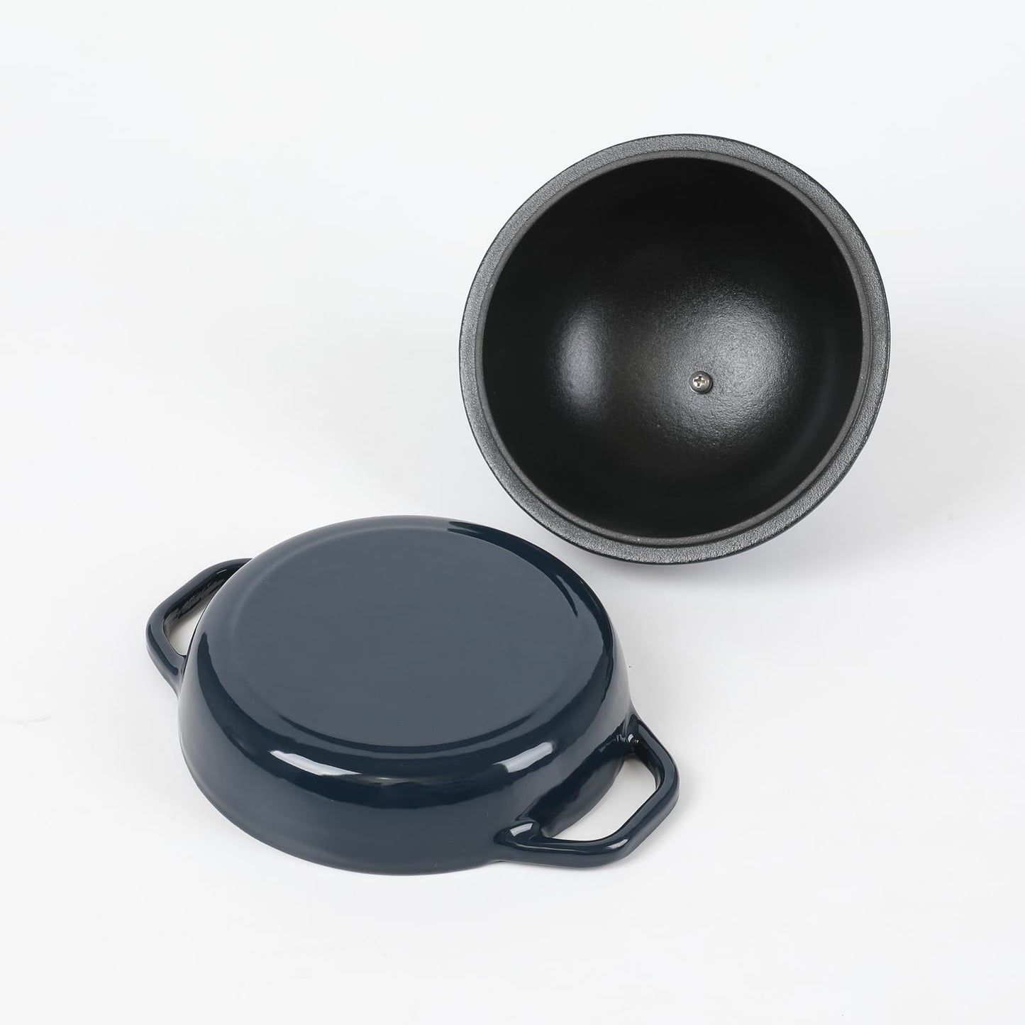 HAWOK - Cloche de pan de hierro fundido, diámetro 6.3 pulgadas/16 cm, 0.57 cuartos de galón, molde esmaltado azul marino