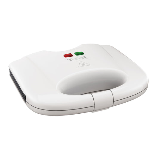 T-fal Sandwichera blanca con recubrimiento antiadherente, compacta, para 2 porciones de sándwiches, Con luz indicadora y fácil de limpiar, SM2111MX