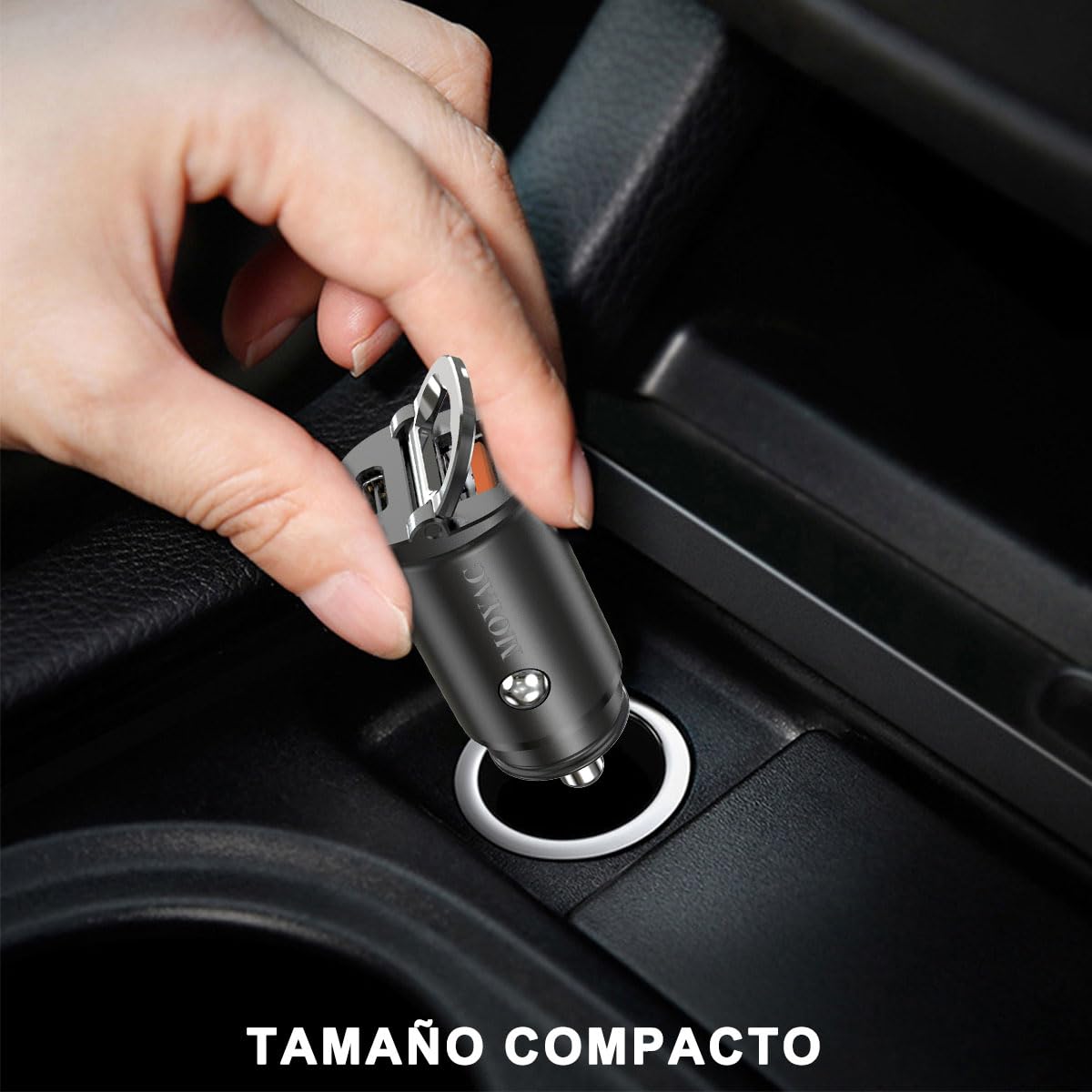 MOYAC Cargador para Auto, Carga Rápida con USB C PD 20W y USB QC3.0 18W, Cargador Metálico de Coche 38W, Compatible con iPhone 14/15/16, iPad Pro/Air/Mini, Galaxy S24/S23/S22, Xiaomi