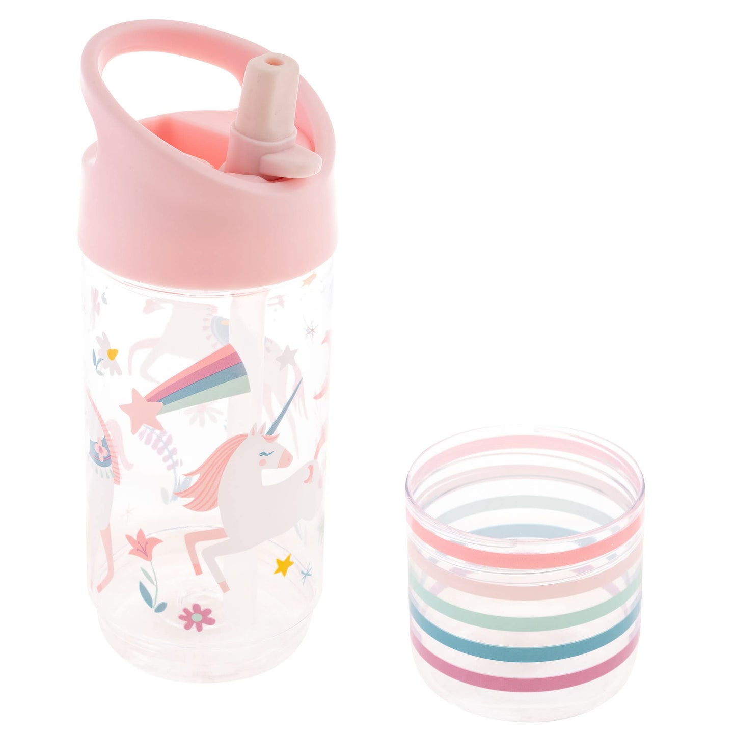 Stephen Joseph, botella de agua para beber y botanas para niños, botella de agua Tritan de 12 onzas sin BPA, botella de agua para niñas y niños, botella de agua de regreso a la escuela, unicornio rosa
