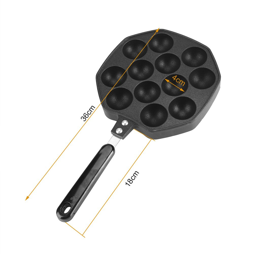 eboxer-1 Sartén para Parrilla Takoyaki, Aluminio + Molde para Hornear panqueques con Revestimiento Antiadherente, Mango de plástico Engrosado