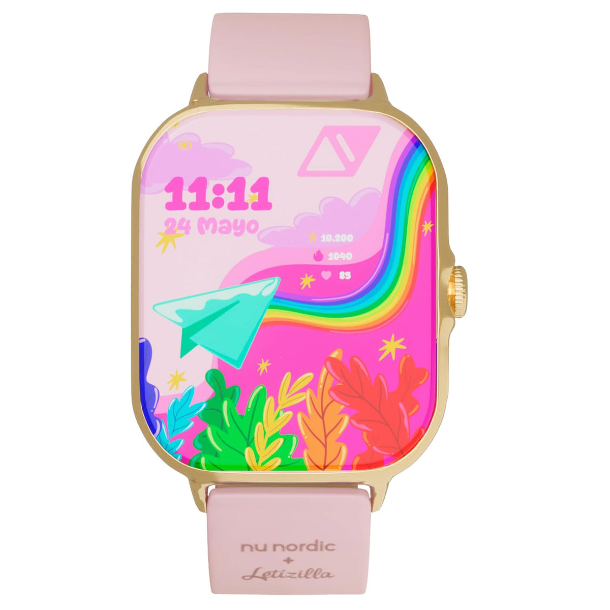 Smartwatch NU Nordic Letizilla Dorado Flores con Correa Extra para Mujer