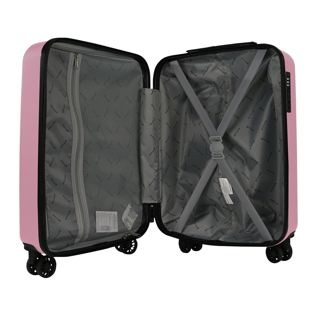 Bagiau Maleta de viaje carry on 20" rígida con 8 ruedas y candado integrado - Color rosa