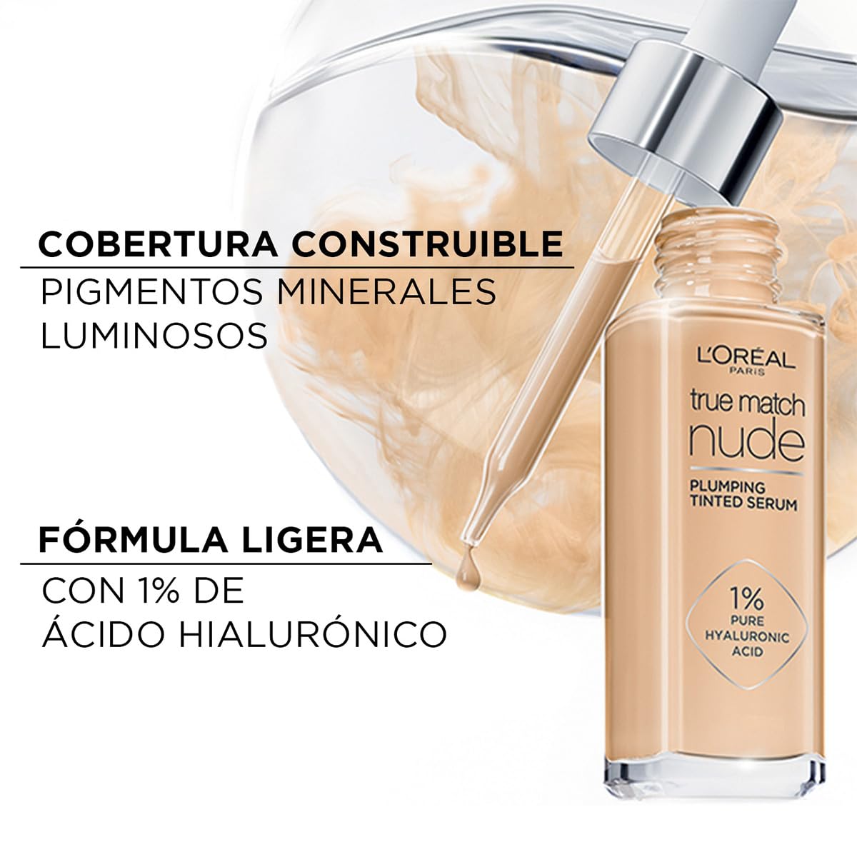 L'Oreal Paris Cosmetics True Match Serum Rellenador con Color Y Ácido Hialurónico, Tono 0.5-2 Very Light
