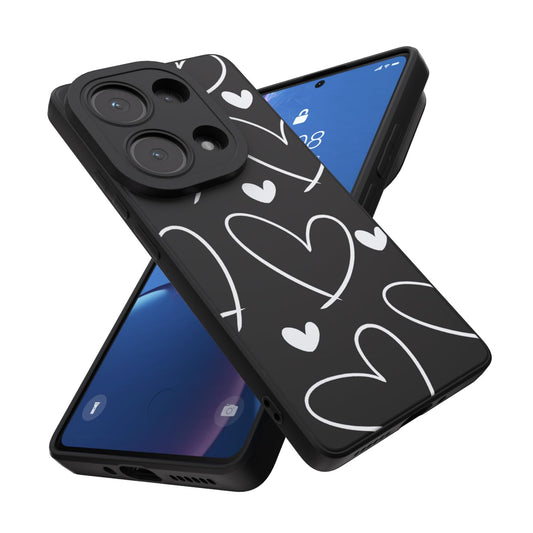 Threehao Funda para Redmi Note 13 Pro 4G y Poco M6 Pro 4G, Ultra Delgado Flexible Suave TPU Silicona Carcasa con Moda Aesthetic Dibujos Corazón Blanco Simple, Antigolpes Anti-arañazos Protectora