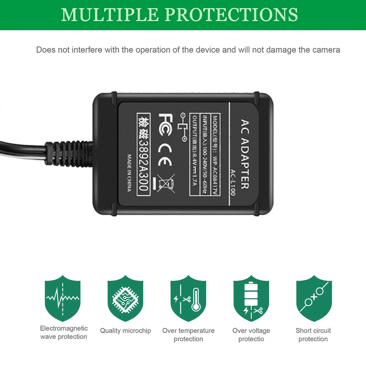 Gonine AC-L100 Replacement Camera AC Adapter for Sony AC-L100, AC-L15, AC-L10, AC-15A, AC-L10A, Charger for Sony Cybershot DCR-TRV MVC-FD DSC-S30 DSC-F707 DSC-F717 DSC-F828