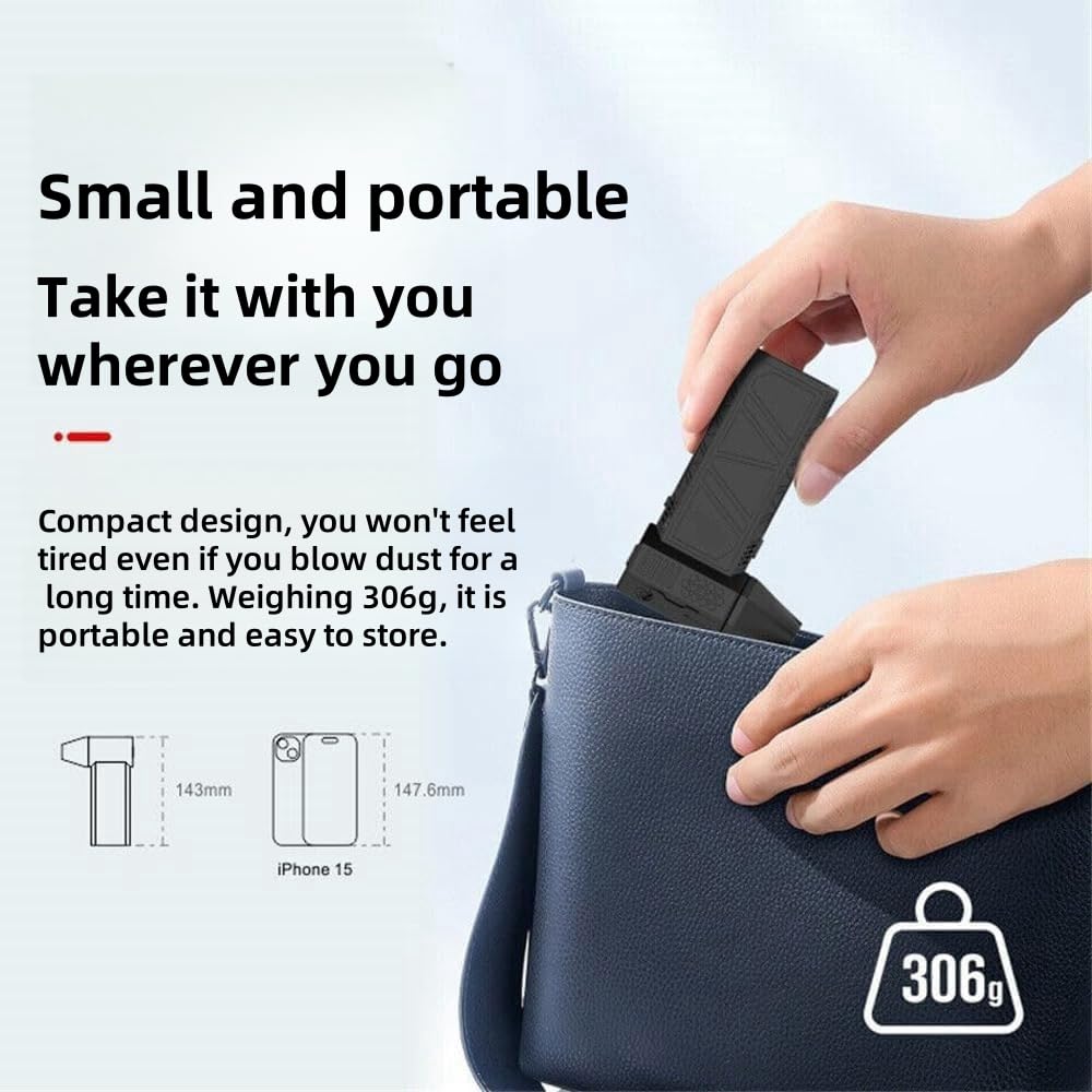 KIZCGE Plumero de Aire Comprimido, Soplador Eléctrico 130000 RPM, 3 Velocidades, Batería Recargable para Automóvil, Hogar, Exterior, Limpieza de Teclado y PC