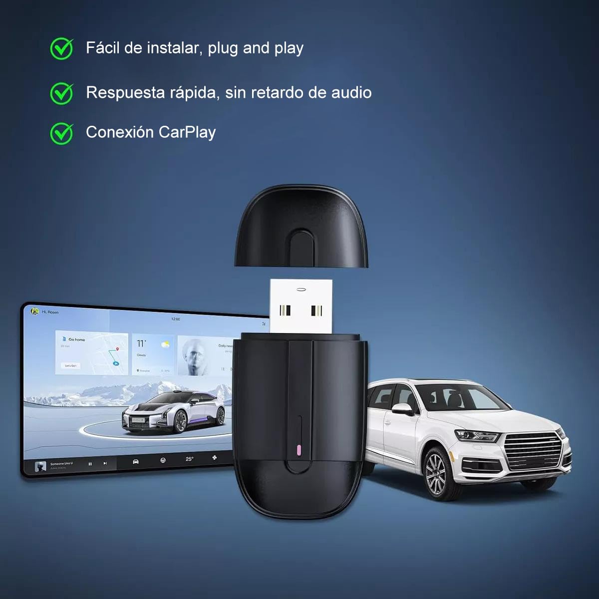 Adaptador Inalámbrico ZOKNGB 2 En 1 para CarPlay/Android Auto Conecta Fácilmente en Automóviles