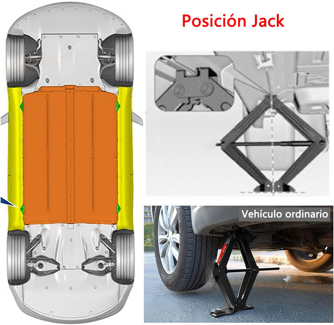 Gato de Tijera MORNWELL Negro con Mango de Carraca para Auto 1.5 Toneladas