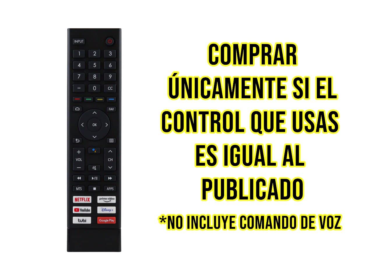 Control Compatible con HISENSE 2021 A6 Series Smart TV Erf3f80h 4k 43A6G 50A6G 55A6G 60A6G 65A6G 70A6G 75A6G 50U6G 55U6G 65U6G 75U6G 50A66FUA 55A66FUA 50A533 FUA 55A53FUA 65A53FUA 50U68G 55U68G