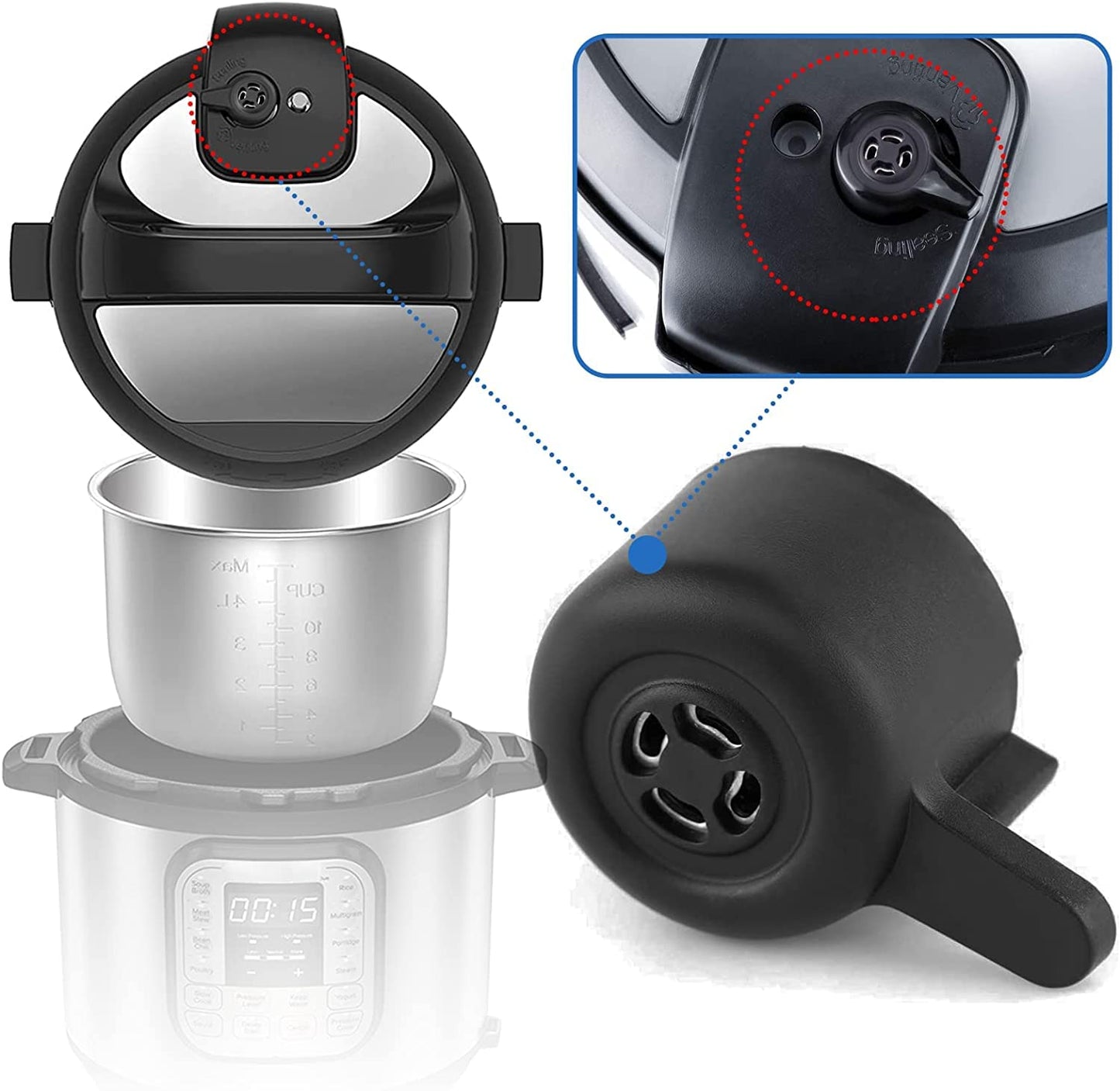 Válvula de Vapor Ninja Foodi con Manija de Liberación para Olla a Presión