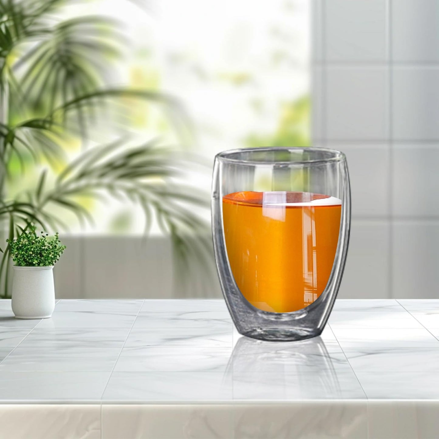 Taza de Café NACOOL Vidrio Transparente Doble Pared Set 6 Piezas