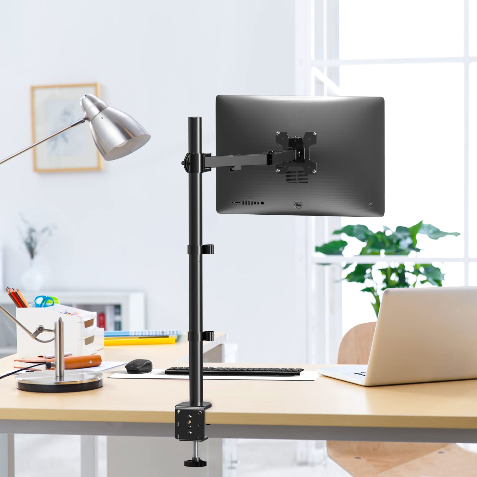 Soporte para Monitor WALI Negro con Ajuste Horizontal y Vertical VESA 75 & 100mm Hasta 32 Pulgadas 10 kg