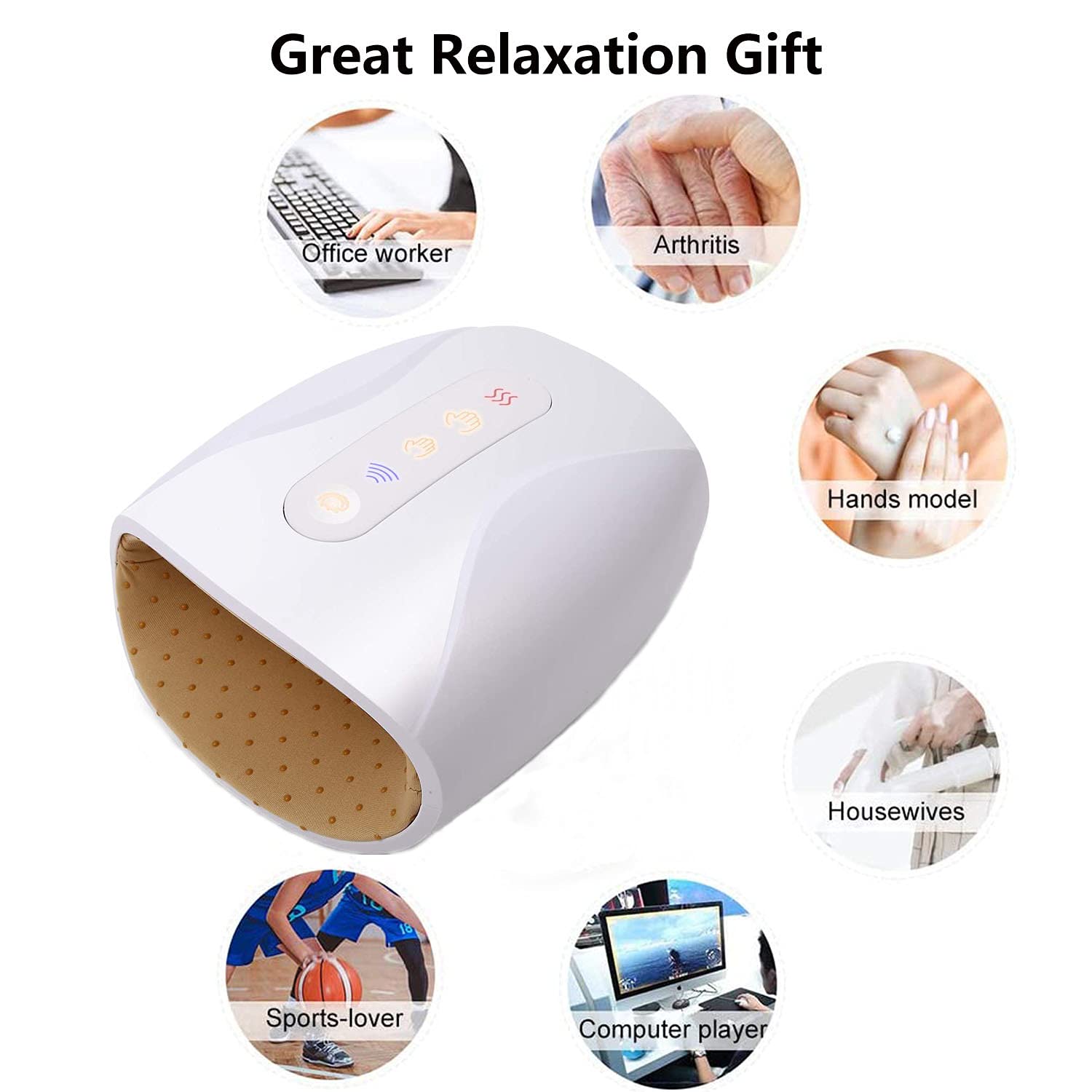 Masajeador De Mano Eléctrico Masajeador De Manos Artritis Hand Massager con Calor Compresión para El Masaje De Puntos De Acupuntura, El Alivio del Dolor, Adormecimiento del Túnel Carpiano y de Los Dedos