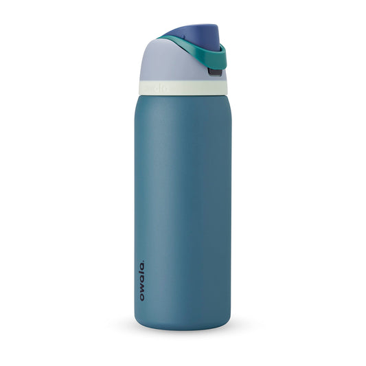 Botella de Agua Aislada Owala Acero Inoxidable Mezclilla con Pajita para Deportes de 32 Onzas