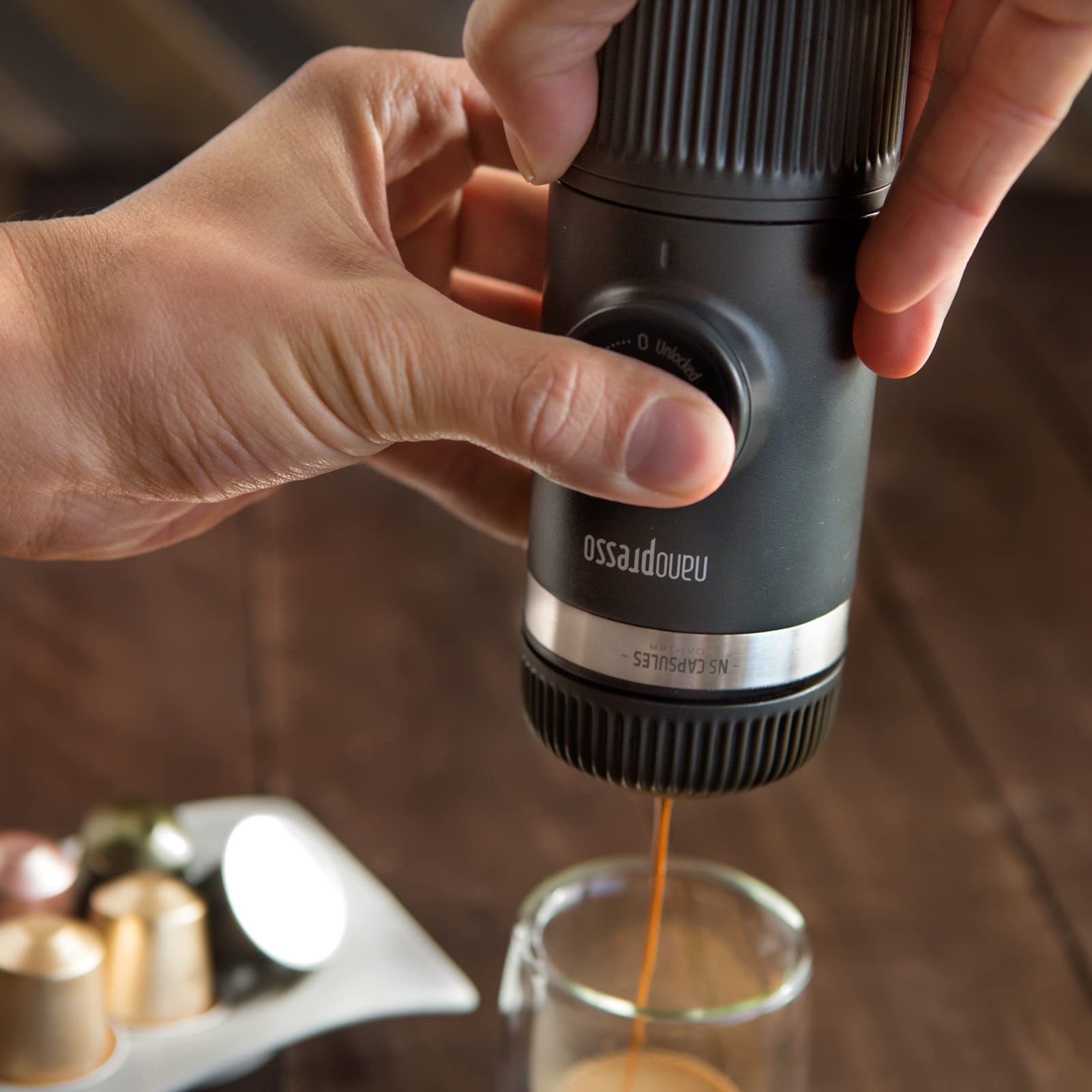 Máquina de Café Espresso Portátil WACACO Nanopresso con NS Adapter Ideal para Acampar