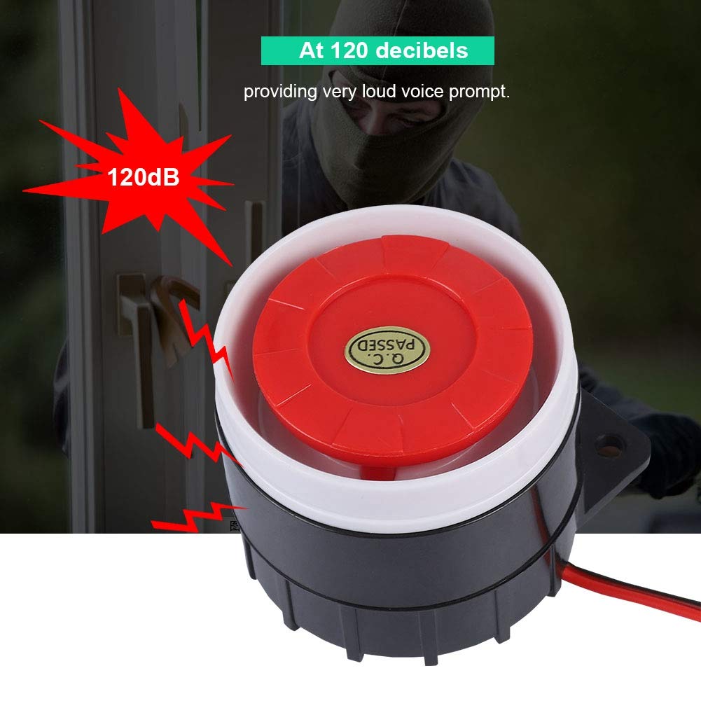DC 12V Alarma Cableada, Sirena de Bocina Ruidosa de Alarma de Seguridad para el Hogar, Bocina Alarma Zumbador (120dB)