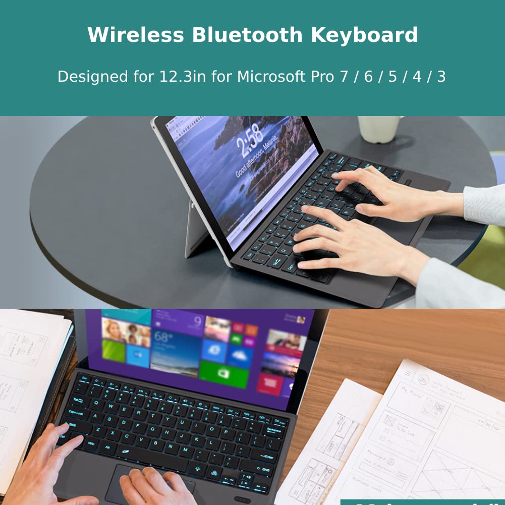 Teclado Bluetooth Inalámbrico Ultrafino con Retroiluminación LED 7 Colores Panel Táctil
