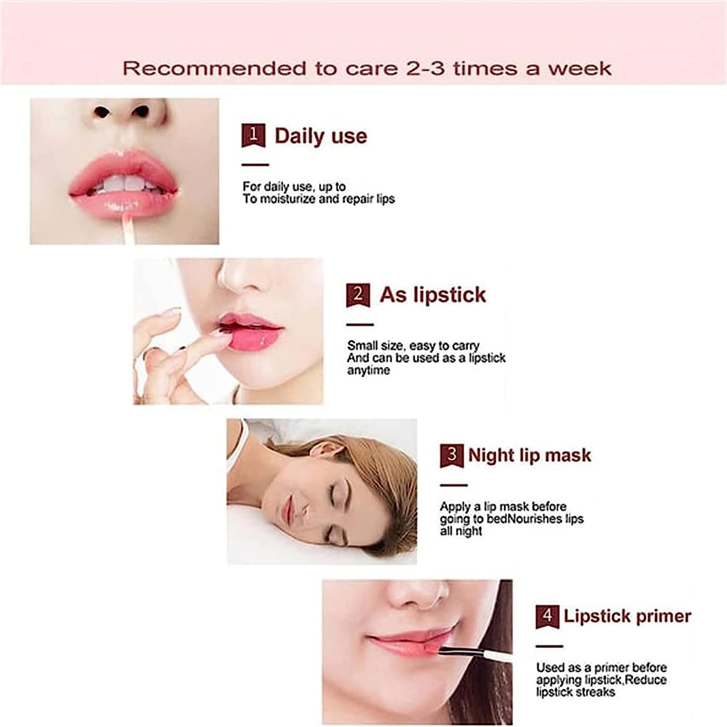 Conjunto de 4 Mascarillas Nutritivas para Labios, Bálsamo Reparador Labial para Dormir. Tratamiento Nocturno para Labios Secos. Cuidado Hidratante para Labios Agrietados.