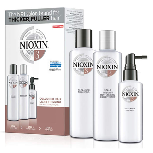 Kit de Crecimiento de Cabello Nioxin Castaño para Caída Moderada y Cabello Teñido