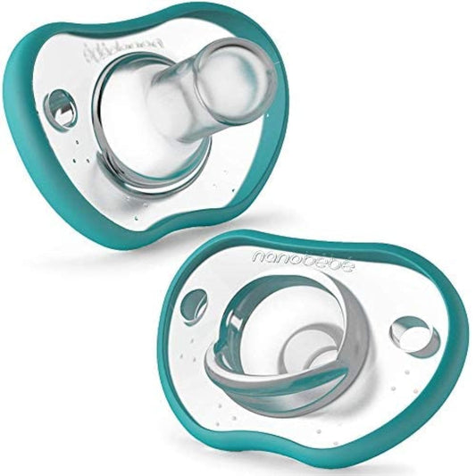Chupón de Silicón, Nanobébé de una Sola Pieza de 0 a 3 meses 2 pack Color Verde