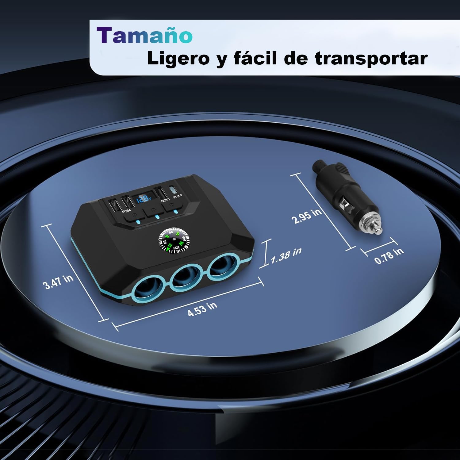 HXIIY Divisor de Enchufe para Encendedor de Cigarrillos de Coche, Multifuncional con Protección contra Sobretensión, Salida USB Tipo C para Teléfonos Tabletas, Cargador de Coche Multifuncional