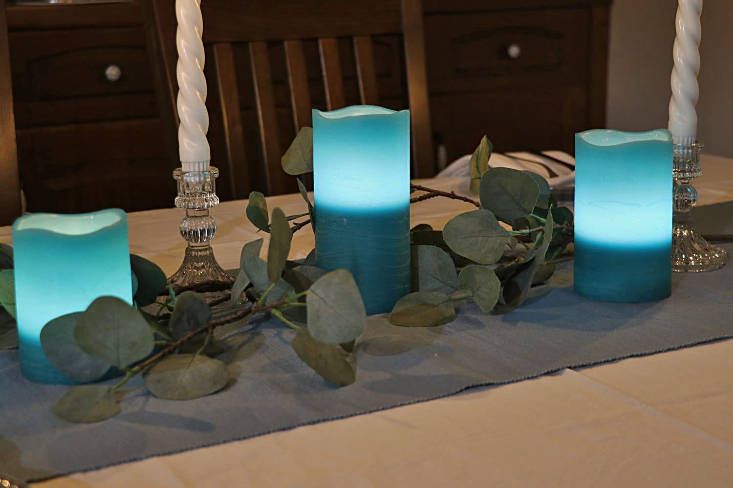 Velas led Rhytsing Turquesa Rústico con Temporizador para bodas y fiestas