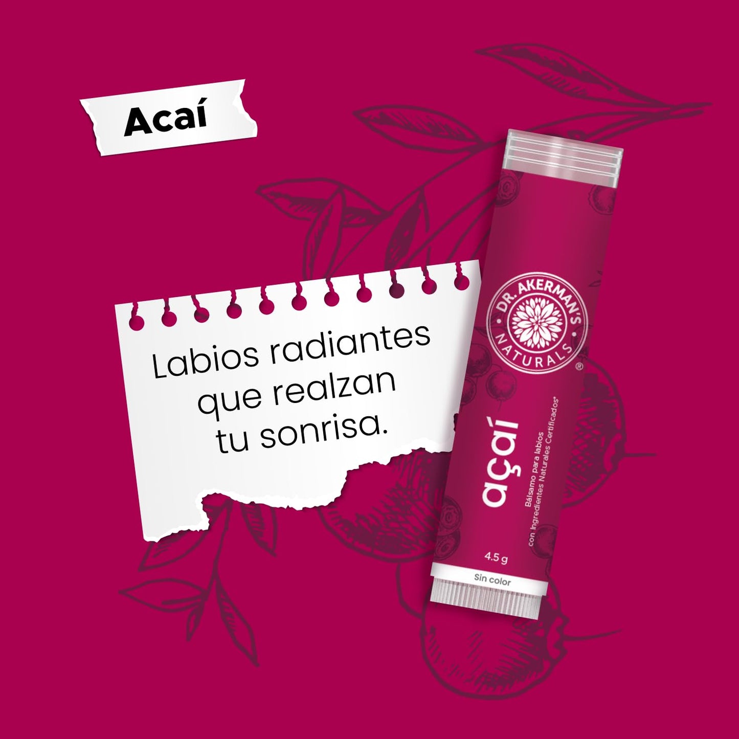 DR. AKERMAN'S NATURALS, Bálsamo Labial Natural Humectante, Pack de 5 Sabores Mixtos, Protección e Hidratación Diaria, 4.5g Cada Uno (1)