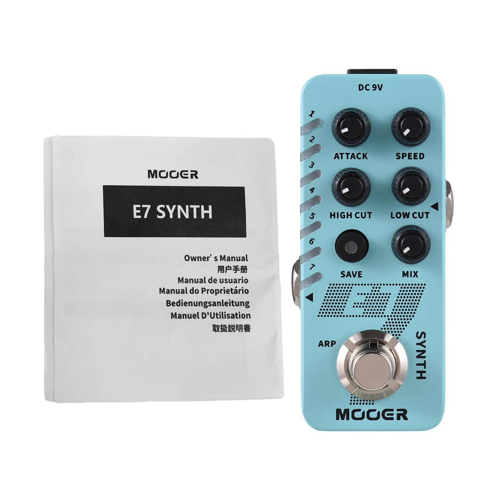 lifcasual Pedal Sintetizador de Guitarra Pedal de Efectos de Guitarra eléctrica 7 Modos de Sonido Synth True Bypass Carcasa metálica DC 9V Interfaz de Entrada/Salida de 6,35 mm ni Efecto Sintetizador