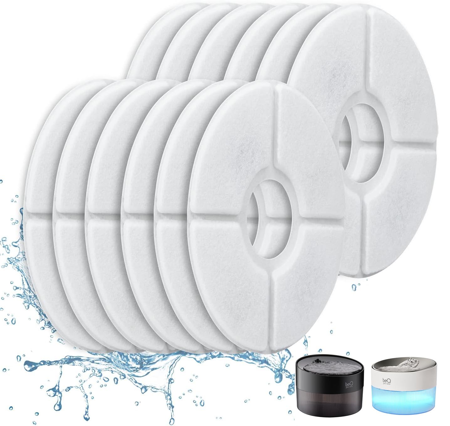 BeQ - Paquete de 12 filtros de repuesto para fuente de agua E1 Infinity Gato, juego de 6 meses de filtros de repuesto para fuente de agua para mascotas, dispensador de perros
