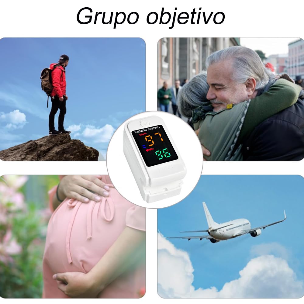 Oxímetro de Pulso PKDEF LED Digital para Monitoreo de Frecuencia Cardíaca y Saturación de Oxígeno en Adultos y Pediátricos