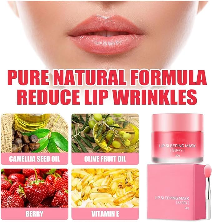 Lip Care Set: 2 Jars of Overnight Lip Mask for Dry, Cracked Lips - 20g