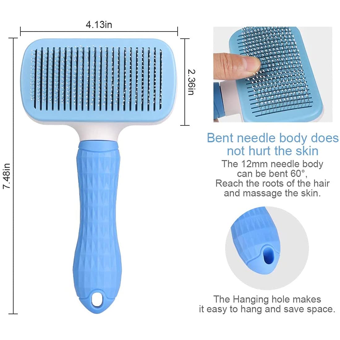 Cepillo Deslanador SINWEDA Azul para Perros y Gatos Pequeños y Medianos