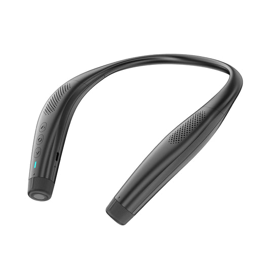 Evinof - Altavoz Bluetooth inalámbrico con banda para el cuello, cómodo y ligero, con tecnología para trabajar desde casa, micrófono integrado, 24 horas de duración de la batería