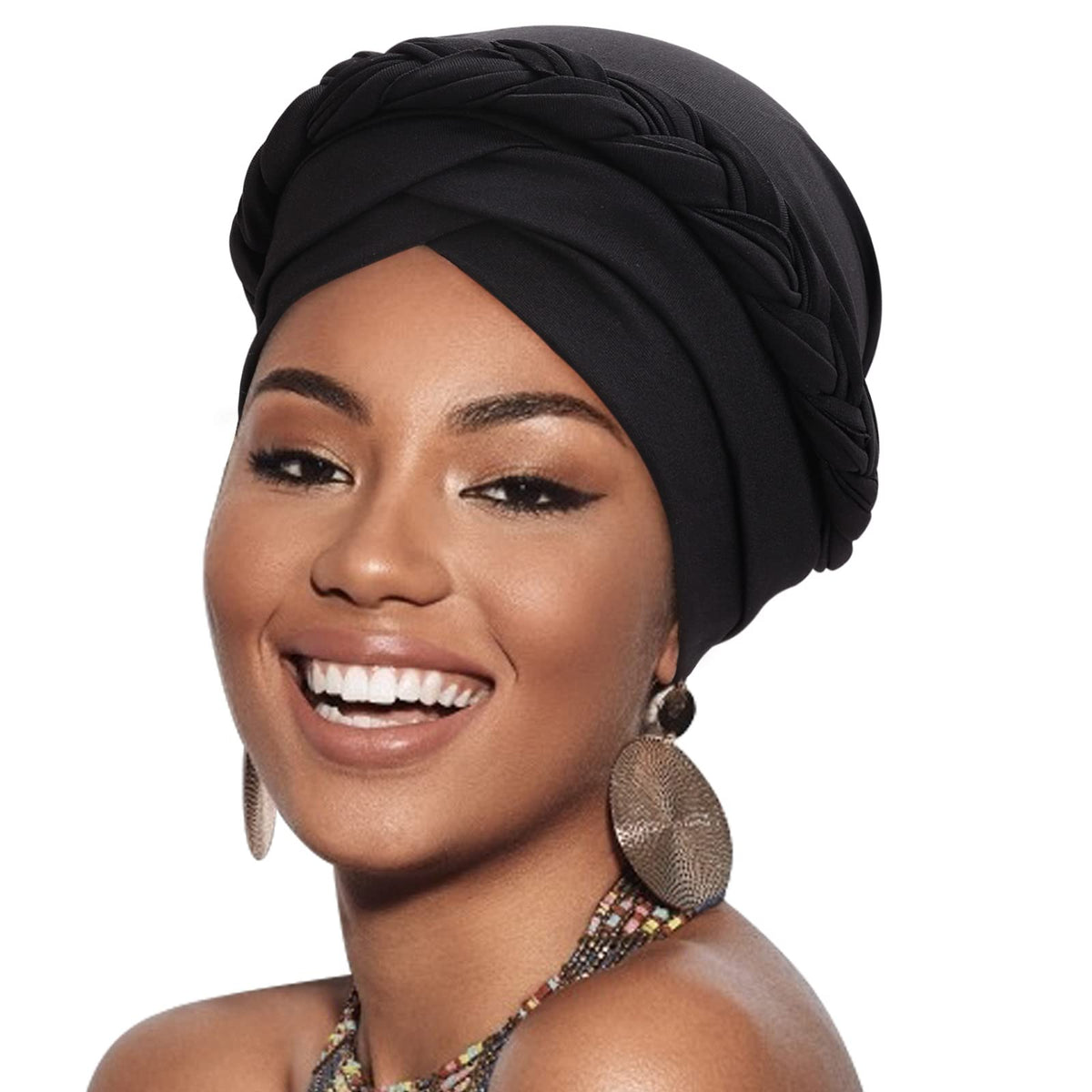 DRESHOW Turbante Africano para Mujeres Preatado Trenzado Envoltura de Cabeza Sombreros Moda Gorra de Dormi Gorro Cáncer de Quimio