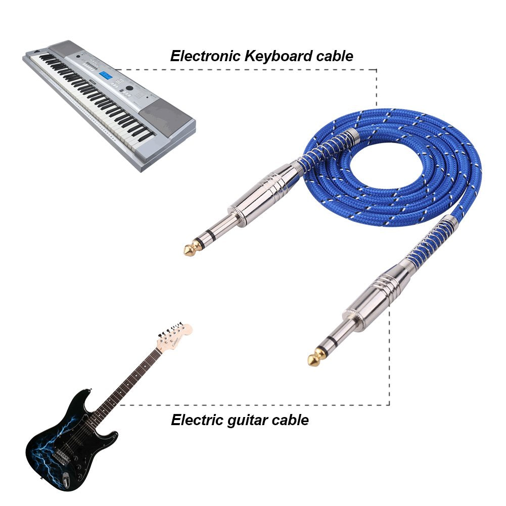 Cable de Audio Estéreo Zerone 6,35 mm Extensión Bajo Ruido Alta Fidelidad Instrumentos Musicales 1 m
