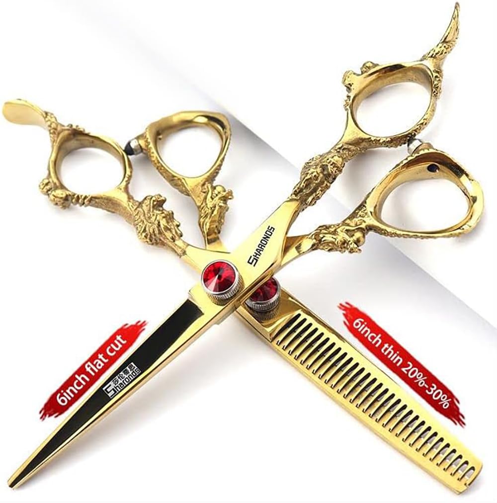 Juego de tijeras profesionales de peluquería de 6 pulgadas, cortapelos de acero inoxidable familiar(6 inches, 2 pieces-D)