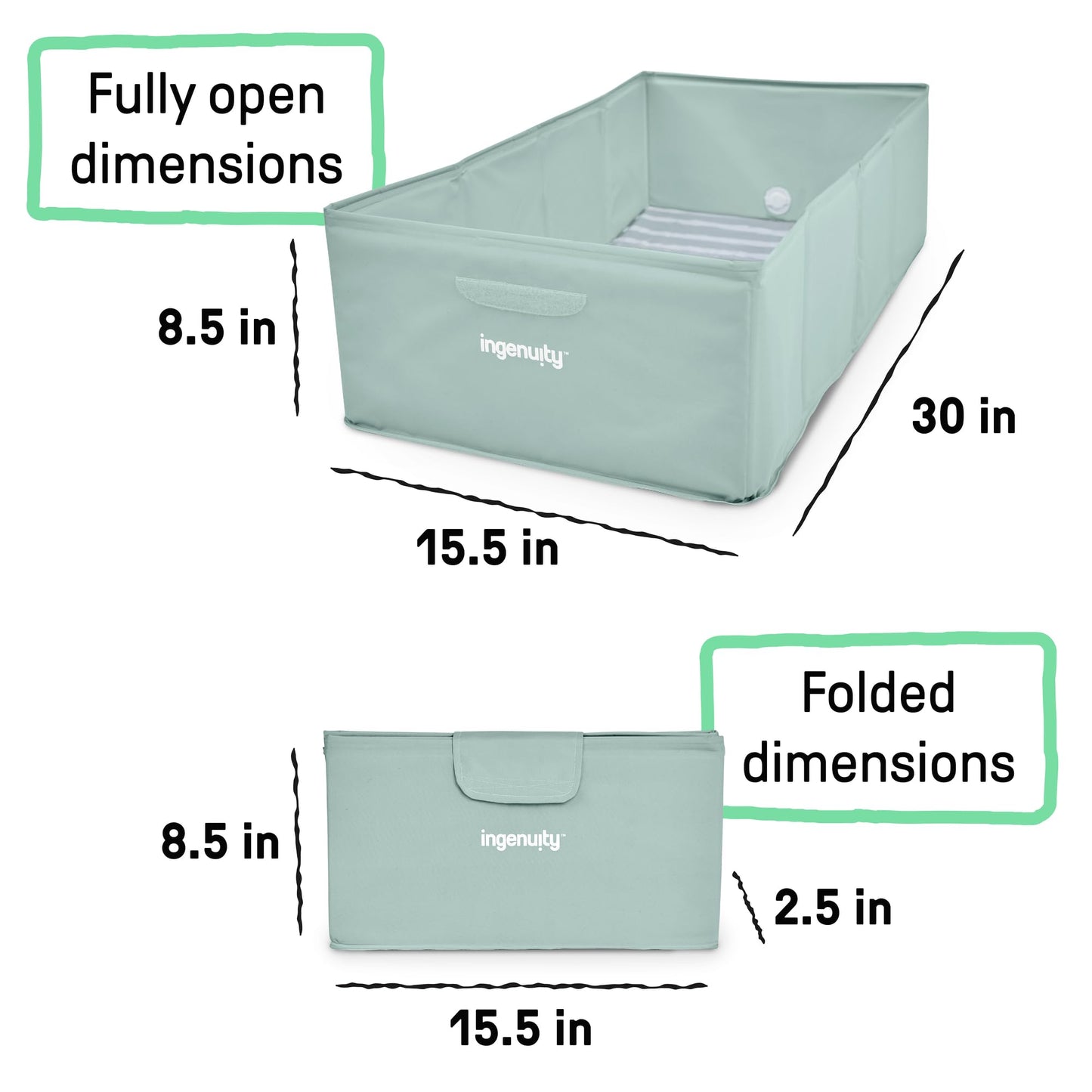 Ingenuity TuckAway - Tina de baño, bañera portátil para bebé, unisex, impermeable, con tapón de vaciado, a partir de 12 meses