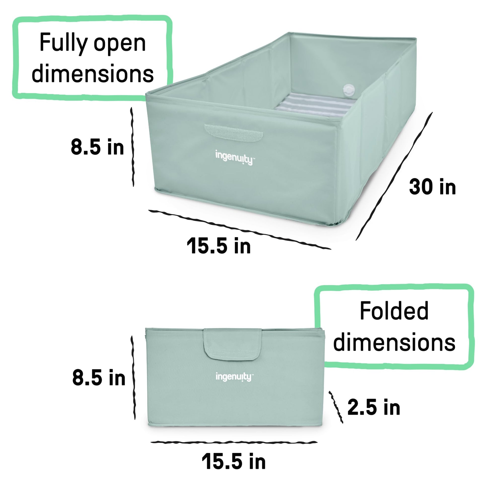Ingenuity TuckAway - Tina de baño, bañera portátil para bebé, unisex, impermeable, con tapón de vaciado, a partir de 12 meses