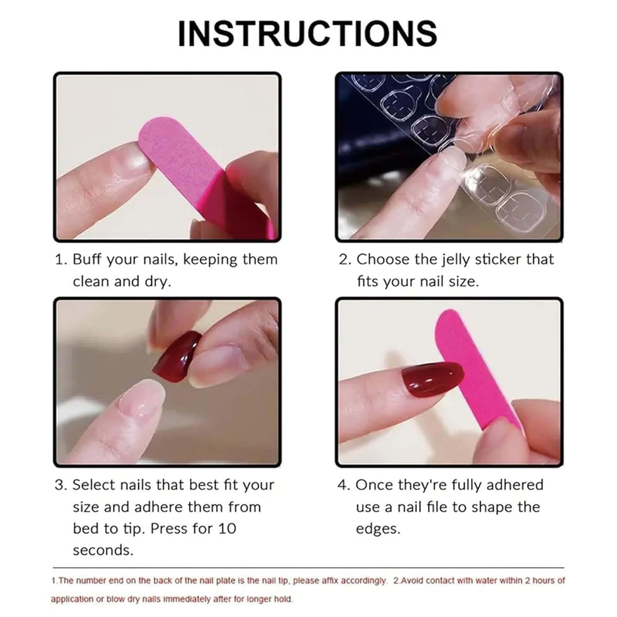 Uñas Postizas de Cortas Largas de Francesa, Adhesivas Uñas Press on Nails de Cobertura Completa, Falsas Decoradas Acrílico Natural para Mujeres y (E)