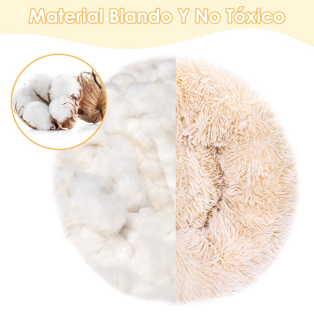 Cama de Mascotas SlowTon Beige Súper Suave y Antideslizante para Gato y Perro Pequeño Mediano