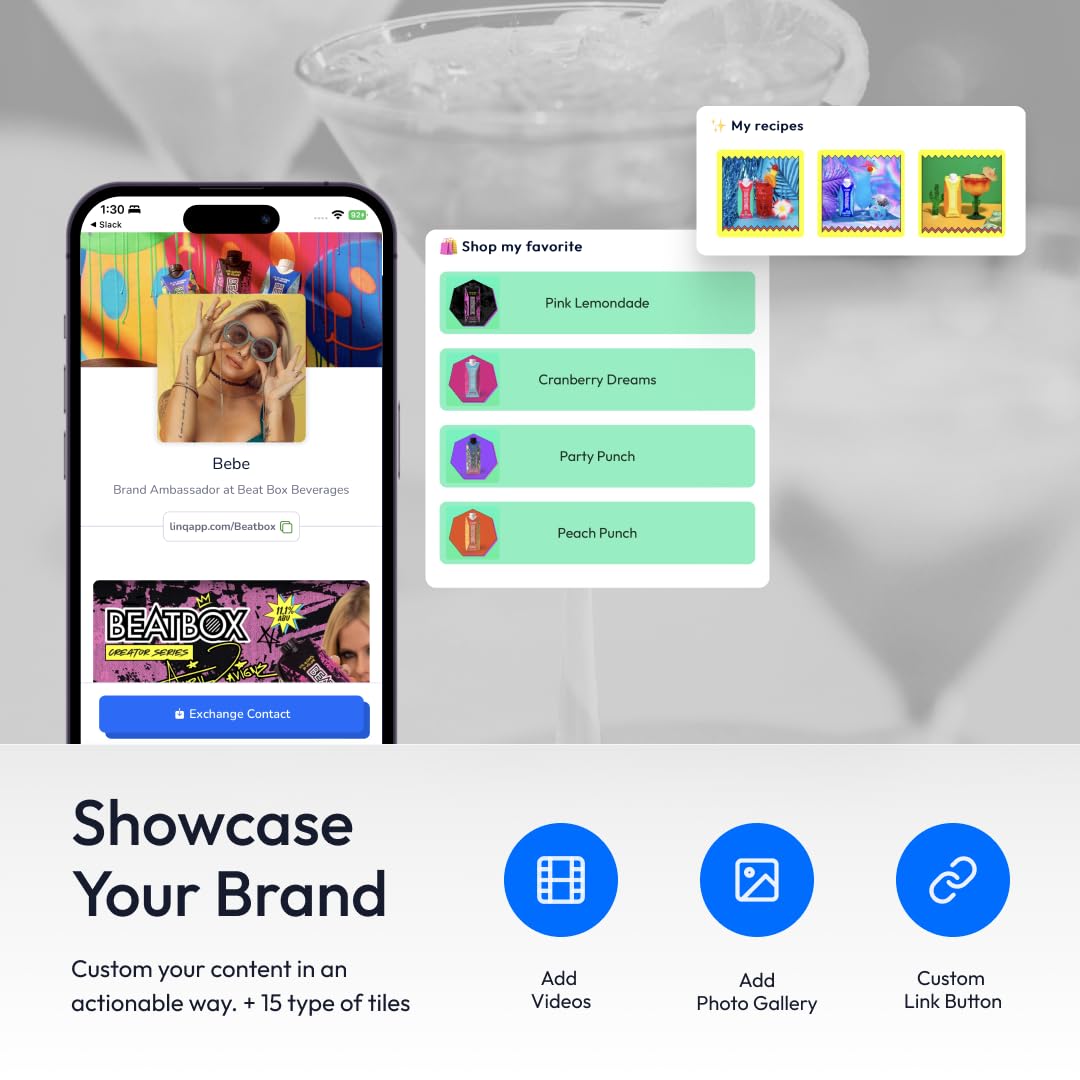 Linq Tap - Tecnología NFC Tap - Añade a tu teléfono para compartir información de contacto, redes sociales, sitios web y mucho más. (Blanco)