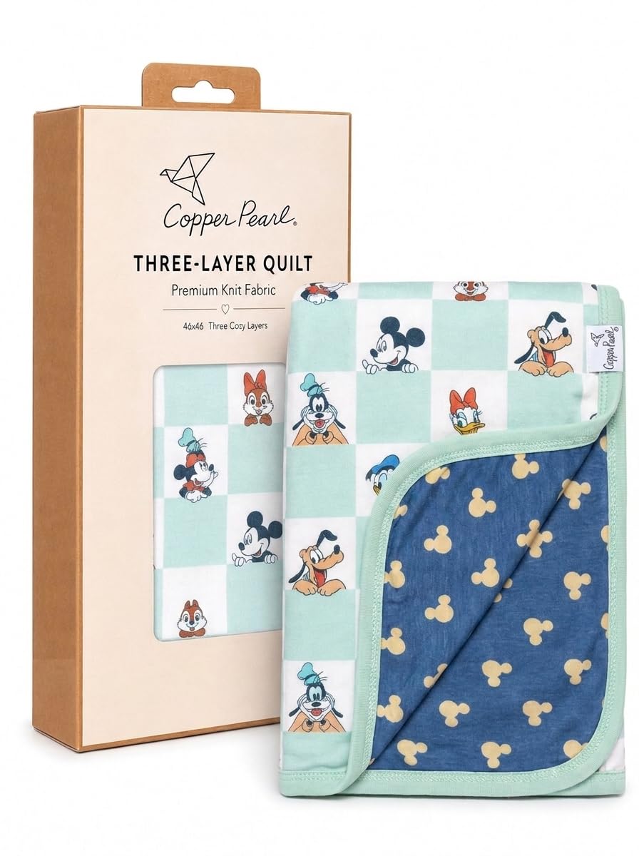 Copper Pearl - Manta de edredón elástica de 3 capas para bebé con diseño de Mickey Mouse & Friends, de 3 capas