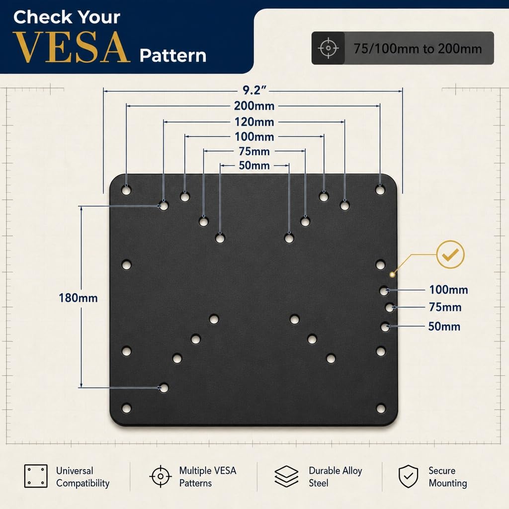 Placa Adaptadora de Montaje VESA Mount-It! Acero Gran Calibre con Kit de Conversión para Monitor y TV