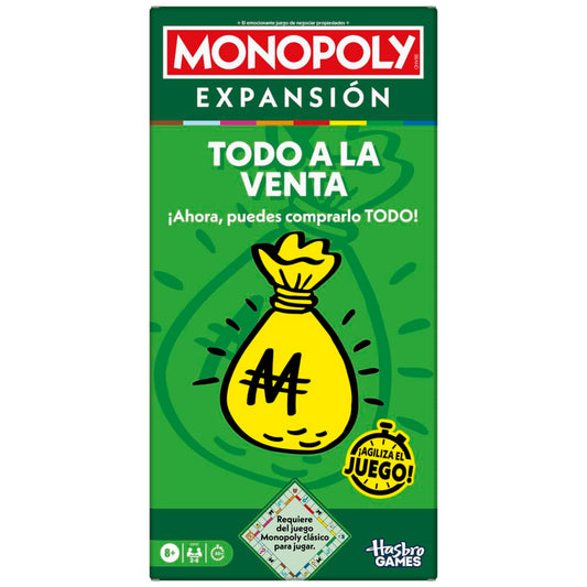 Hasbro Gaming Juego de Mesa Monopoly EXPANSIÓN Todo a la Venta, Añade al clásico Juego de Mesa Monopoly, Juegos Familiares, Edad 8+, 40 Minutos.