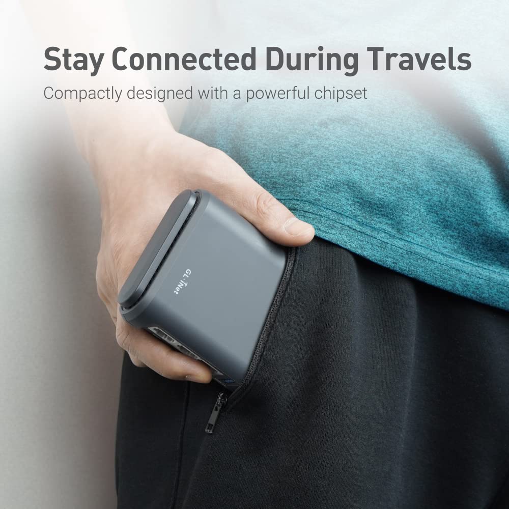GL.iNet GL-A1300 - Enrutador de viaje VPN de bolsillo - Enrutador Wi-Fi portátil para viajes, fácil de configurar, conectarse a la página de inicio de sesión Wi-Fi público y hotelero